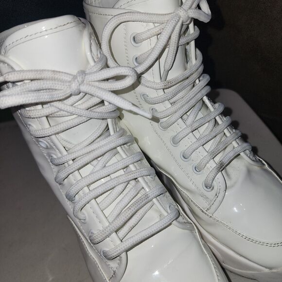 IRI AROM Sz 6.5 White Patent Wavy Sole Harajuku Grunge Anime Ankle Boots Italy - Picture 3 of 15
